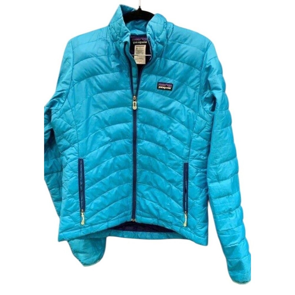 Womens PATAGONIA Blue Goose Down Puffy Sweater Full Zip Sweater Jacket Small